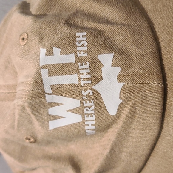WTF fishing hat ball cap "Where's The Fish" NWT adjustable buckle strap - Picture 2 of 7